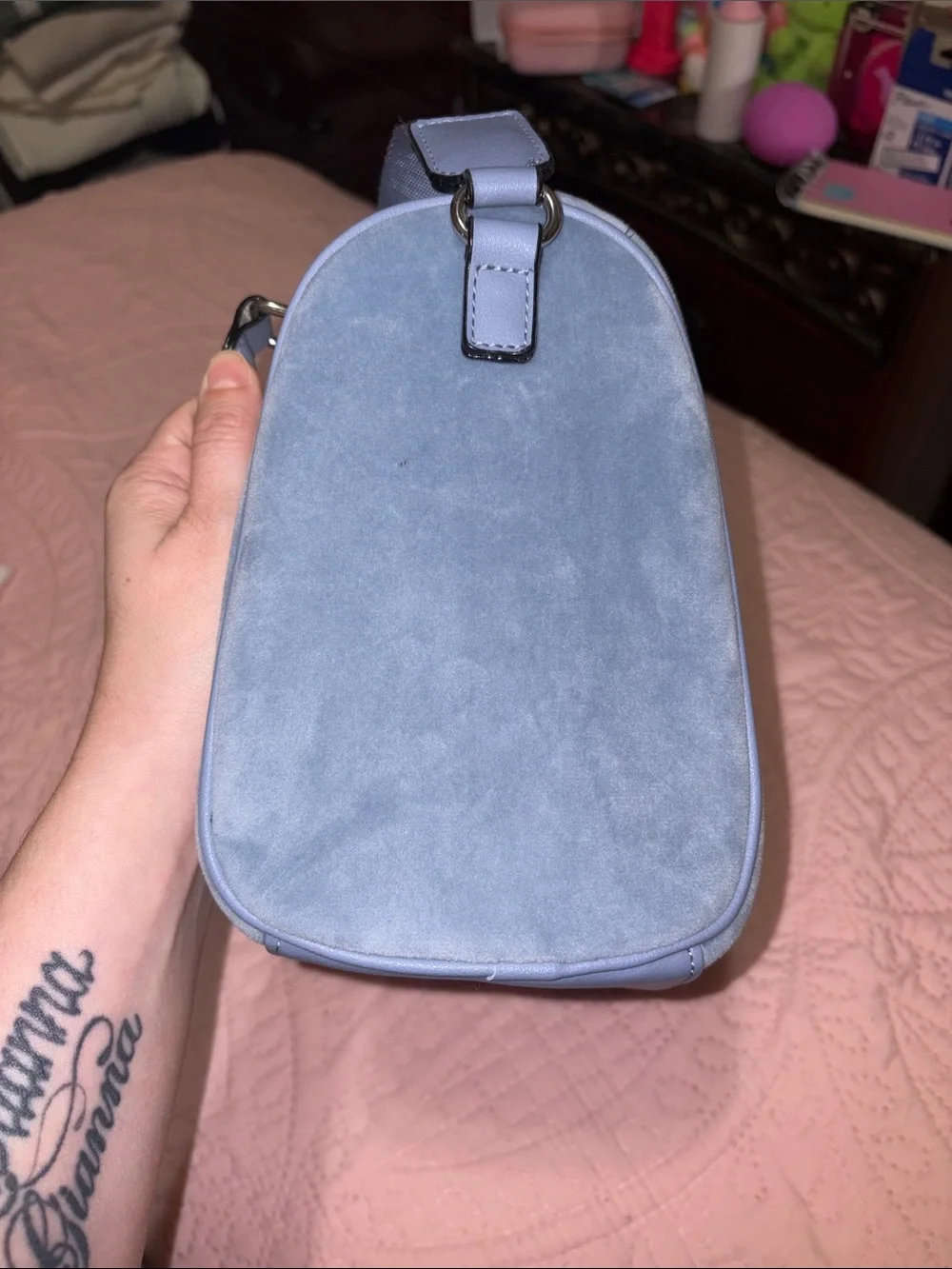 Juicy Couture Pale Blue Velvet Crossbody Bag
